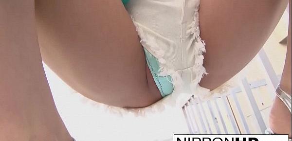  Cute Japanese girl wears a vibrator in her shorts